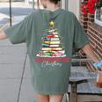 All Booked For Christmas Xmas Tree Teacher Holiday Pajamas Women's Comfort Colors T-Shirt Back Print Moss All Booked For Christmas Xmas Tree Teacher Holiday Pajamas Women's Comfort Colors T-Shirt Back Print Moss