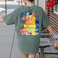 Broken Crayons Still Color Cat Teacher Women's Comfort Colors T-Shirt Back Print Moss Broken Crayons Still Color Cat Teacher Women's Comfort Colors T-Shirt Back Print Moss