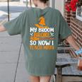 My Broom Broke So Now I Teach Math Teacher Halloween Women's Comfort Colors T-Shirt Back Print Moss My Broom Broke So Now I Teach Math Teacher Halloween Women's Comfort Colors T-Shirt Back Print Moss