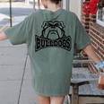 Bulldogs Teacher Student School Sports Fan Team Spirit Women's Comfort Colors T-Shirt Back Print Moss