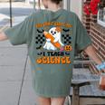 You Can't Scare Me I Teach Science Retro Teacher Halloween Women's Comfort Colors T-Shirt Back Print Moss
