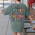 My Cat Ate My Lesson Plans Teacher Cat Humor Women's Comfort Colors T-Shirt Back Print Moss My Cat Ate My Lesson Plans Teacher Cat Humor Women's Comfort Colors T-Shirt Back Print Moss