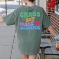 Chaos But Make It Academic Teacher Back To School Women's Comfort Colors T-Shirt Back Print Moss