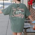 Childcare Provider Daycare Teacher Stole My Sanity Women's Comfort Colors T-Shirt Back Print Moss