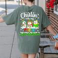 Chillin With My Pre-K Snowmies Christmas Teacher Xmas Women's Comfort Colors T-Shirt Back Print Moss
