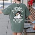 Christmas Surviving Teacher Life Meltdown Xmas Women Men Women's Comfort Colors T-Shirt Back Print Moss