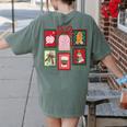 Christmas Teacher Stamps Women's Comfort Colors T-Shirt Back Print Moss