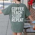 Coffee Teach Sleep Repeat Shirt Coffee Men Women Teacher Women's Comfort Colors T-Shirt Back Print Moss