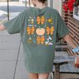 Coquette Bow Fall Science Teacher Stem Teacher Thanksgiving Women's Comfort Colors T-Shirt Back Print Moss