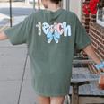 Coquette Bow Teach Teacher Happy First Day Back To School Women's Comfort Colors T-Shirt Back Print Moss