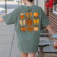 Coquette Teach Teacher Bows Thanksgiving Turkey Fall Autumn Women's Comfort Colors T-Shirt Back Print Moss Coquette Teach Teacher Bows Thanksgiving Turkey Fall Autumn Women's Comfort Colors T-Shirt Back Print Moss