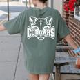 Cougars Teacher Student School Sports Fan Team Spirit Women's Comfort Colors T-Shirt Back Print Moss