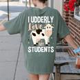 Cow Teacher Lover Women's Comfort Colors T-Shirt Back Print Moss