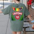 Crayon Box Fun Teacher Student Crayon Squad Halloween 2022 Women's Comfort Colors T-Shirt Back Print Moss