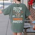 Creepin It Real Kindergarten Monsters Halloween Teacher Women's Comfort Colors T-Shirt Back Print Moss Creepin It Real Kindergarten Monsters Halloween Teacher Women's Comfort Colors T-Shirt Back Print Moss