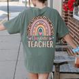 Cute Daycare Teacher Rainbow Leopard Print Childcare Worker Women's Comfort Colors T-Shirt Back Print Moss Cute Daycare Teacher Rainbow Leopard Print Childcare Worker Women's Comfort Colors T-Shirt Back Print Moss