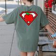 Cute Distressed Super Teacher Superhero Apple Shirt Women's Comfort Colors T-Shirt Back Print Moss Cute Distressed Super Teacher Superhero Apple Shirt Women's Comfort Colors T-Shirt Back Print Moss