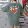 Cute Distressed Super Teacher Superhero Apple Women's Comfort Colors T-Shirt Back Print Moss Cute Distressed Super Teacher Superhero Apple Women's Comfort Colors T-Shirt Back Print Moss
