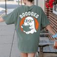 Cute Ghost Book Reading Books Lover Retro Halloween Teacher Women's Comfort Colors T-Shirt Back Print Moss Cute Ghost Book Reading Books Lover Retro Halloween Teacher Women's Comfort Colors T-Shirt Back Print Moss
