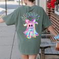 Cute Ghost Book Reading Halloween Teacher Top Girls Women Women's Comfort Colors T-Shirt Back Print Moss