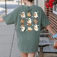 Cute Ghosts Reading Book Bookworm Halloween History Teacher Women's Comfort Colors T-Shirt Back Print Moss Cute Ghosts Reading Book Bookworm Halloween History Teacher Women's Comfort Colors T-Shirt Back Print Moss
