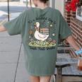 Cute Goose It's A Beautiful Day To Teach 1st Grade Teacher Women's Comfort Colors T-Shirt Back Print Moss