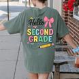 Cute Hello Second Grade Back To School Coquette Teacher Girl Women's Comfort Colors T-Shirt Back Print Moss Cute Hello Second Grade Back To School Coquette Teacher Girl Women's Comfort Colors T-Shirt Back Print Moss