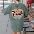Cute Teacher With Apple Retro Teacher Kids Back To School Women's Comfort Colors T-Shirt Back Print Moss Cute Teacher With Apple Retro Teacher Kids Back To School Women's Comfort Colors T-Shirt Back Print Moss