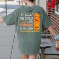Cute Teacher Halloween For Women Men Teacher Pumpkin Women's Comfort Colors T-Shirt Back Print Moss