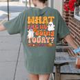 What Are We Doing Today Halloween PE Spooky Teacher Women's Comfort Colors T-Shirt Back Print Moss