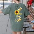 Dragonfly Sunflower Teacher Growth Mindset Choose To Shine Women's Comfort Colors T-Shirt Back Print Moss