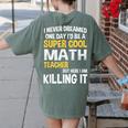 I Never Dreamed One Day I'd Be A Cool Math Teacher Women's Comfort Colors T-Shirt Back Print Moss