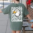 Eagles School Sports Fan Team Spirit Teacher Parent Student Women's Comfort Colors T-Shirt Back Print Moss