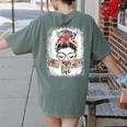 Early Head Start Life Messy Bun Back To School Teacher Women Women's Comfort Colors T-Shirt Back Print Moss