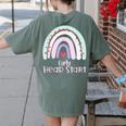 Early Headstart Cute Retro Rainbow Teachers Women's Comfort Colors T-Shirt Back Print Moss