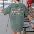 Easily Distracted By Rocks Geology Teacher Women's Comfort Colors T-Shirt Back Print Moss