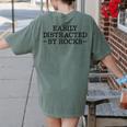 Easily Distracted By Rocks Rock Lover Geology Teacher Women's Comfort Colors T-Shirt Back Print Moss Easily Distracted By Rocks Rock Lover Geology Teacher Women's Comfort Colors T-Shirt Back Print Moss