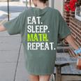 Eat Sleep Math Repeat Teacher Lover Women's Comfort Colors T-Shirt Back Print Moss