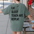 Eat Sleep Teach Art Repeat Teaching Art Teacher Women's Comfort Colors T-Shirt Back Print Moss