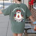Espooky Vibes Maestra Halloween Spanish Mexican Teacher Women's Comfort Colors T-Shirt Back Print Moss