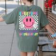 Everyone Communicates Differently Autism Awareness Teacher Women's Comfort Colors T-Shirt Back Print Moss Everyone Communicates Differently Autism Awareness Teacher Women's Comfort Colors T-Shirt Back Print Moss