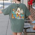 Everyone Communicates Differently Halloween SLP Sped Teacher Women's Comfort Colors T-Shirt Back Print Moss