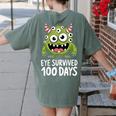 Eye Survived 100 Days Of School Monster Lover Teacher Kids Women's Comfort Colors T-Shirt Back Print Moss Eye Survived 100 Days Of School Monster Lover Teacher Kids Women's Comfort Colors T-Shirt Back Print Moss