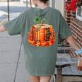 Fall Book Autumn Reading Teacher Halloween Pumpkin Season Women's Comfort Colors T-Shirt Back Print Moss