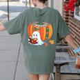 Fall Book Pumpkin Ghost Reading Books Halloween Teacher Women's Comfort Colors T-Shirt Back Print Moss Fall Book Pumpkin Ghost Reading Books Halloween Teacher Women's Comfort Colors T-Shirt Back Print Moss