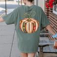 Fall Book Pumpkin Fall Librarians Bookworm Teachers Students Women's Comfort Colors T-Shirt Back Print Moss