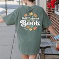 Fall For A Great Book Reading Librarian Autumn Teacher Women's Comfort Colors T-Shirt Back Print Moss