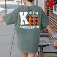 Fall Kindergarten Teacher K Is For Buffalo Plaid Pumpkin Women's Comfort Colors T-Shirt Back Print Moss Fall Kindergarten Teacher K Is For Buffalo Plaid Pumpkin Women's Comfort Colors T-Shirt Back Print Moss