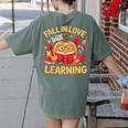 Fall In Love With Learning Pumpkin Thanksgiving Teacher Fall Women's Comfort Colors T-Shirt Back Print Moss