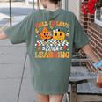 Fall In Love With Learning Fall Teacher Thanksgiving Retro Women's Comfort Colors T-Shirt Back Print Moss